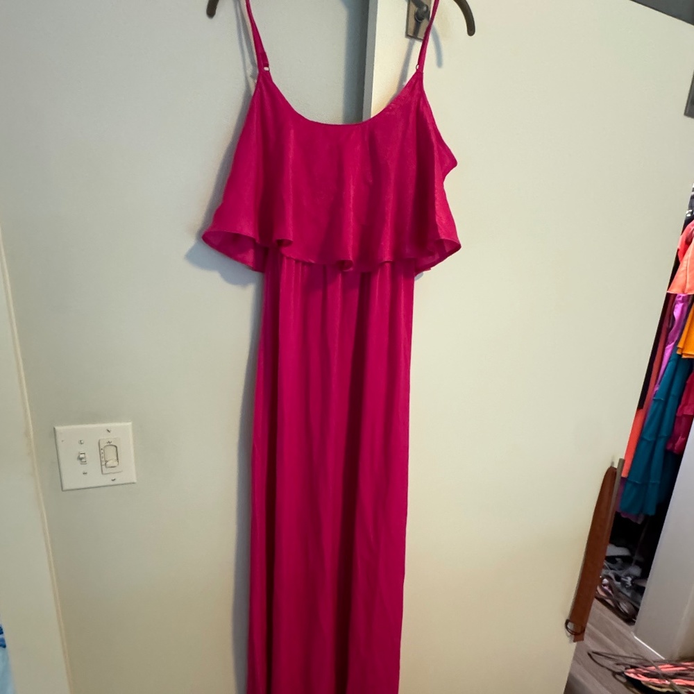 Show Me Your MuMu Pink Caitlin Ruffle Maxi Dress Bridesmaid Dress